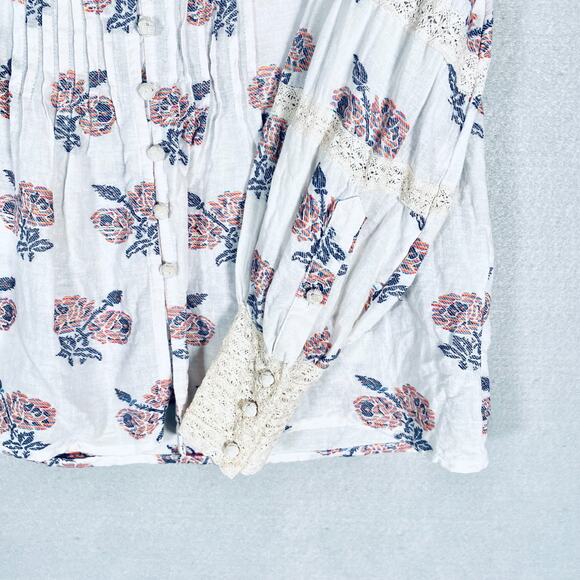 Sundance Cottagecore Top Womens S Floral Blouse Edwardian Victorian Boho - Picture 2 of 11